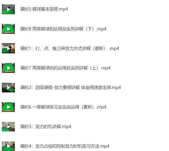 台球1-4级专业教程（入门、基础、高级、进阶）