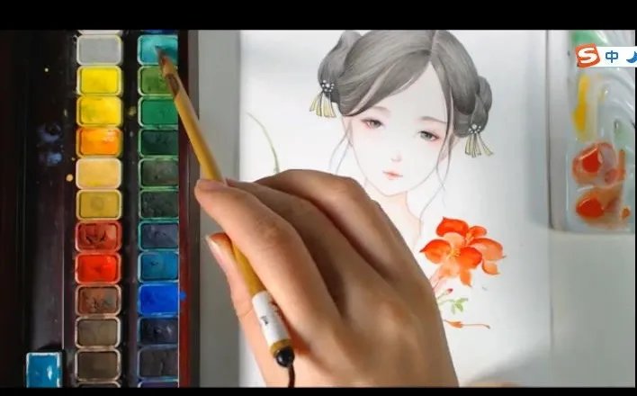 古风水彩人物绘画33讲课程:零基础入门到精通