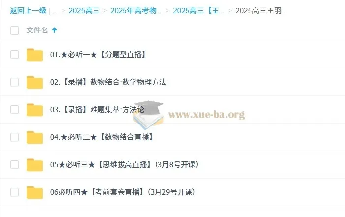 2025高三高考物理王羽全年一轮二轮课程（暑假秋季寒假春季）