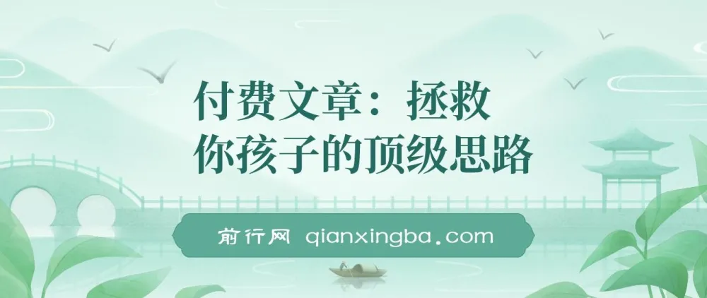 付费文章:《拯救你孩子的顶级思路:聊透学业、事业与未来》