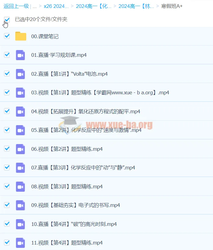林森化学2024高一化学A+寒假班