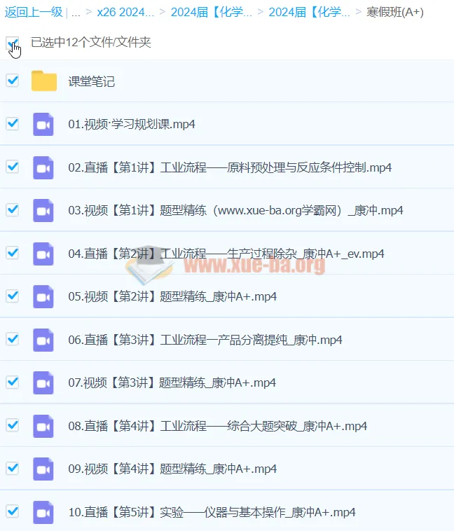 2024高三高考化学康冲寒假班(A+)