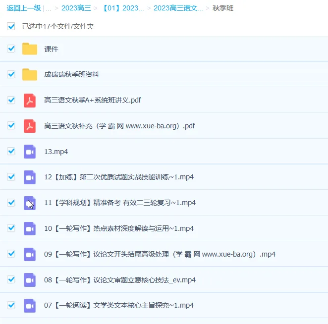 2023高考语文成瑞瑞一轮暑假班与秋季班直播录播课（秋季班更新13讲）