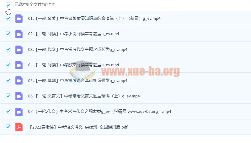 2022初三语文尖端班（何铮铮）寒假课程