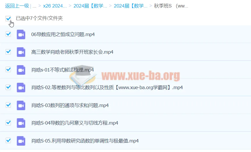 2024年肖晗高三高考数学S秋季班