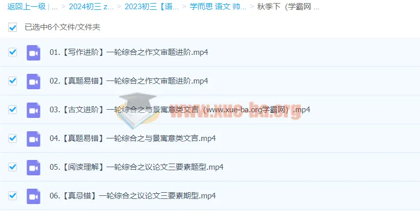 2024初三中考语文:师剑锋秋季下册课程