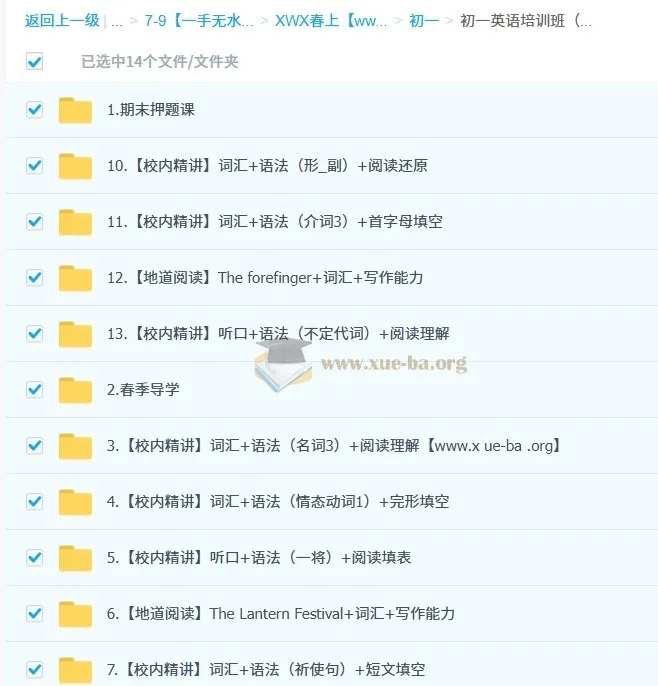 杜德红初一英语培训班(春上·全国版·A+):含讲义与练习