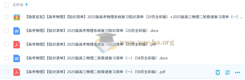 2025版高考物理系统复习知识清单 + 2025版高三物理二轮极速复习清单（一）