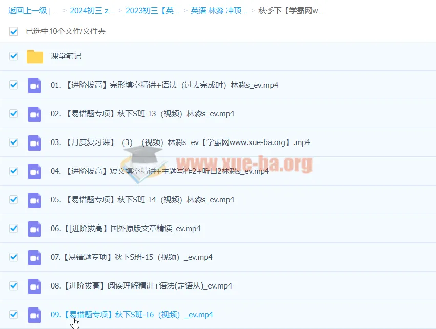 2024初三中考英语林淼冲顶秋季班（下）