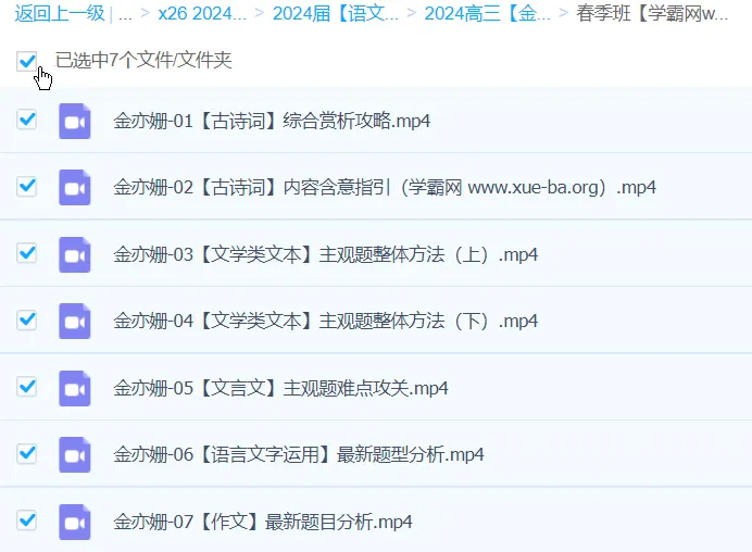 金亦姗 2024 高三高考语文春季班课程
