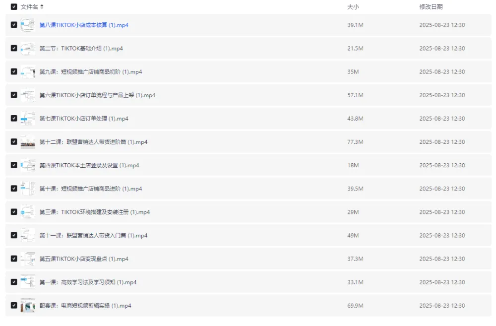 TikTok跨境电商全流程课程:从入门到实操,掌握流量变现与小店运营