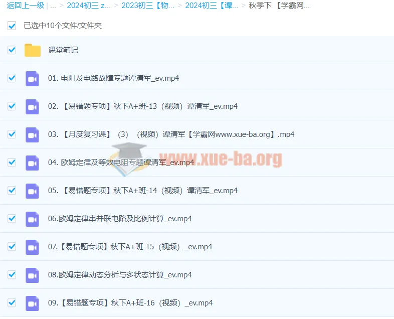 谭清军2024初中初三物理秋季班(下)