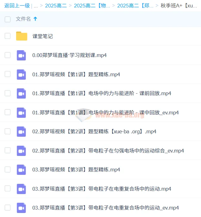 2025高二物理郑梦瑶暑假班A+与秋季班A+课程