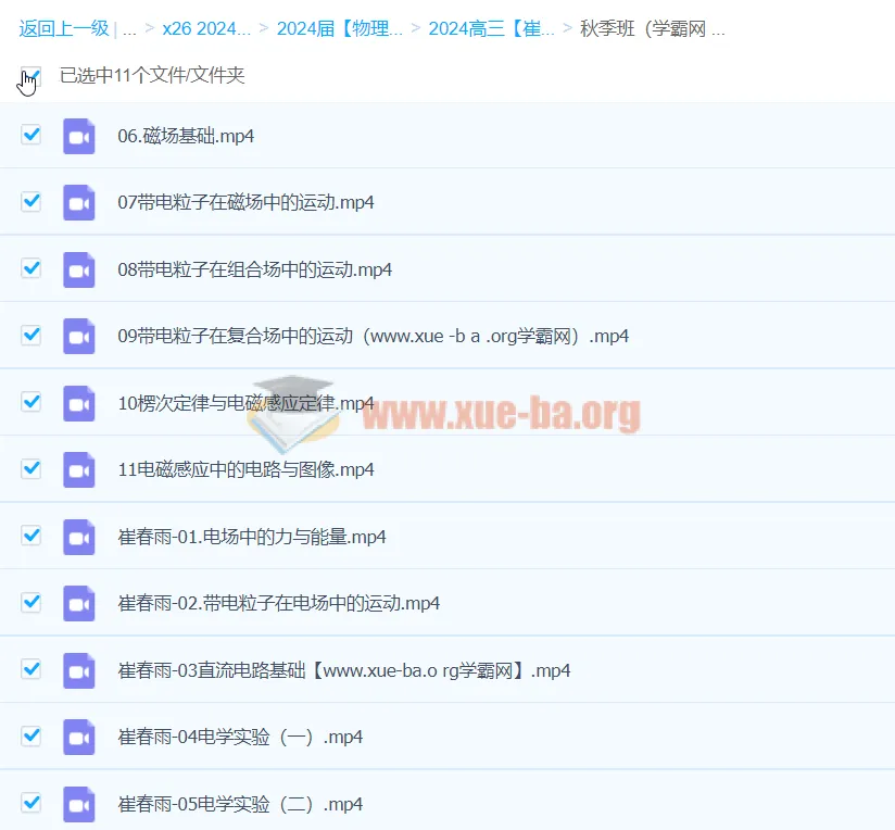 崔春雨2024高三高考物理秋季班