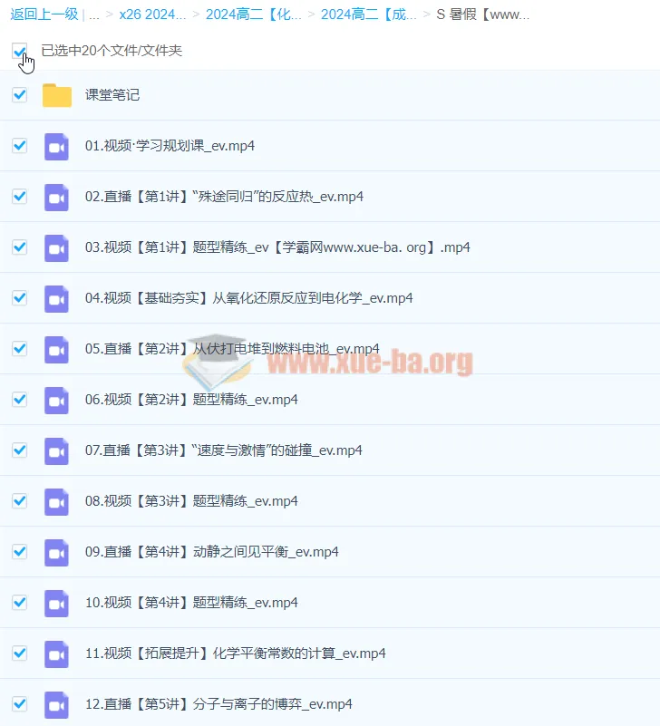 2024年成功S高二化学暑假课程