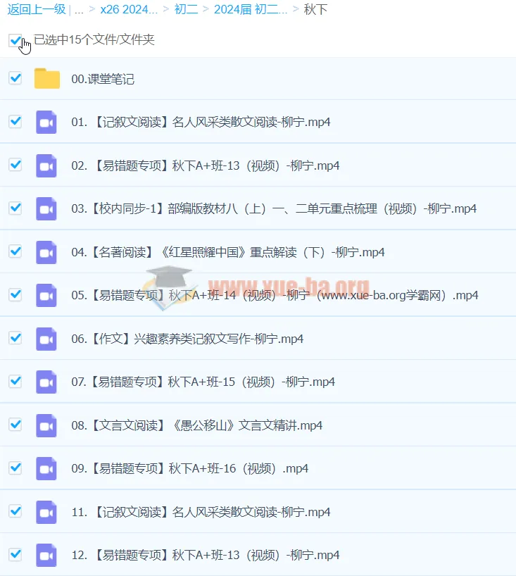 2024柳宁初二语文A+秋季班（下）