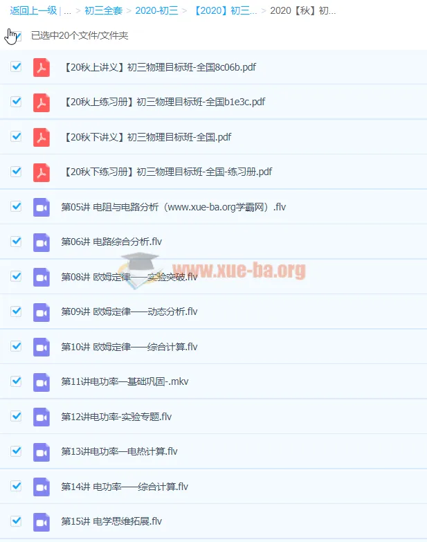 2020秋杜春雨初三物理全国目标班课程