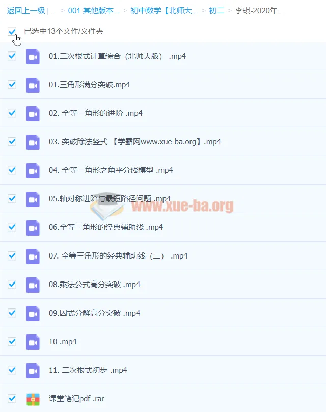 李琪2020年初二数学秋季班(北师大版)系统课程