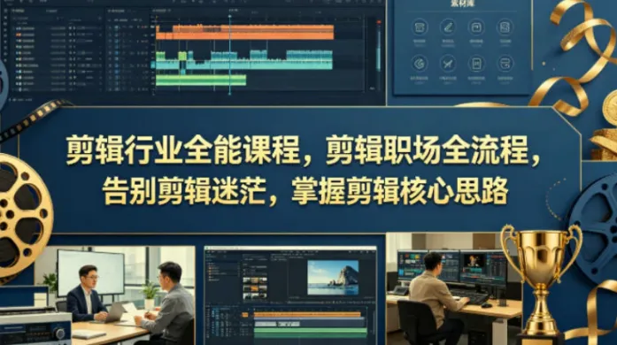 剪辑行业全能课程：从入门到职场实战，系统掌握剪辑全流程与核心思维
