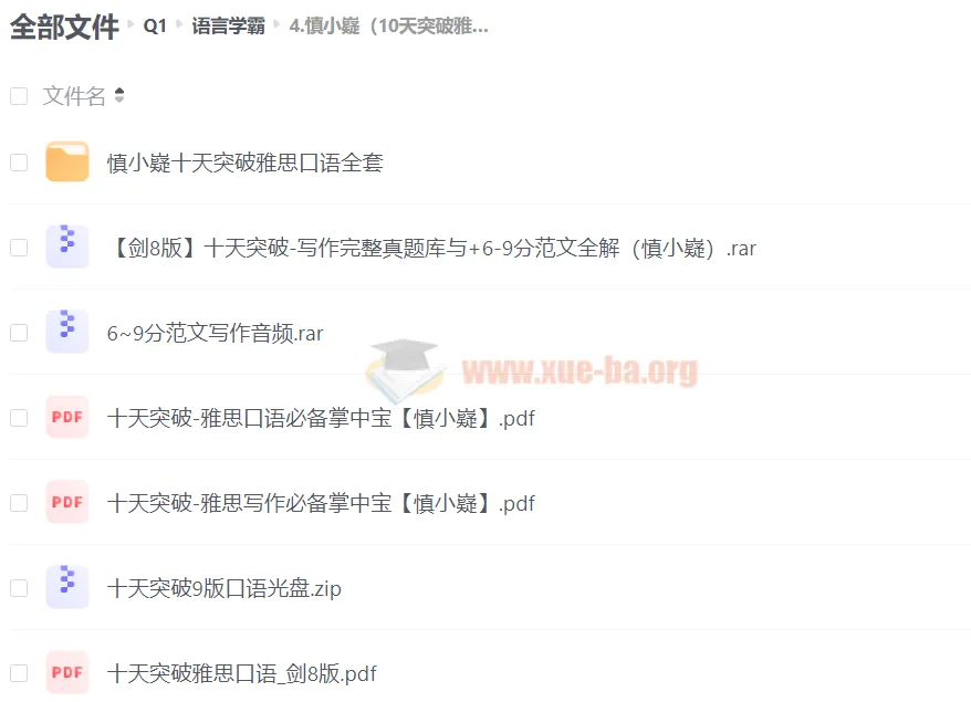 慎小嶷《10天突破雅思口语》与《10天突破雅思写作》全套备考资源