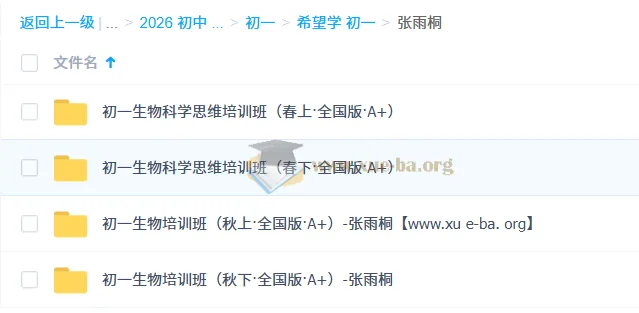 张雨桐·初中生物2025-2026初一全国版A+全年系统课(秋上秋下春上春下)