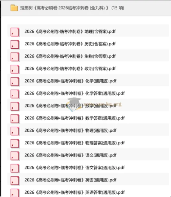 理想树《高考必刷卷·2026临考冲刺卷》全九科合集