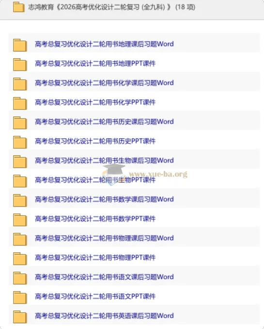 2026高考优化设计二轮复习全九科资料包（志鸿教育）