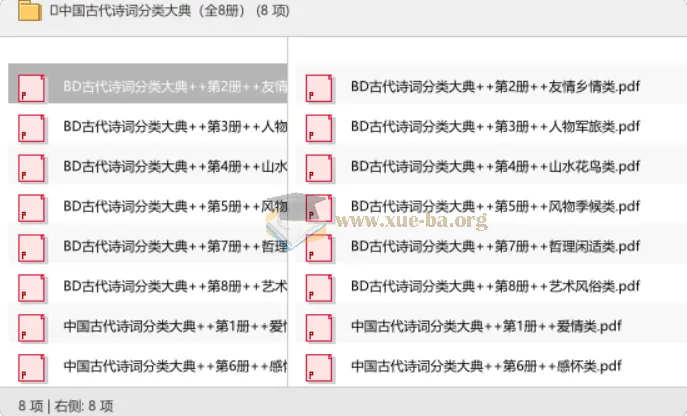 中国古代诗词分类大典（全8册）——主题式诗词宝库，按类检索经典名篇