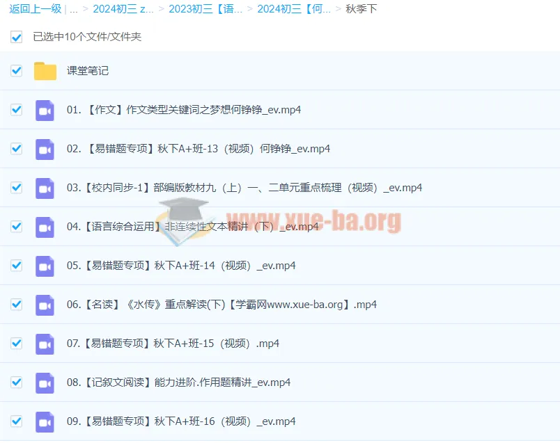 2024初三中考语文何铮铮秋季班(下)系统课程