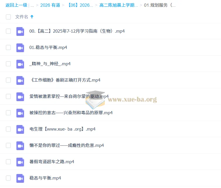 2026高中生物 陈旭晨 高二生物全体系规划学习卡·上(1期)