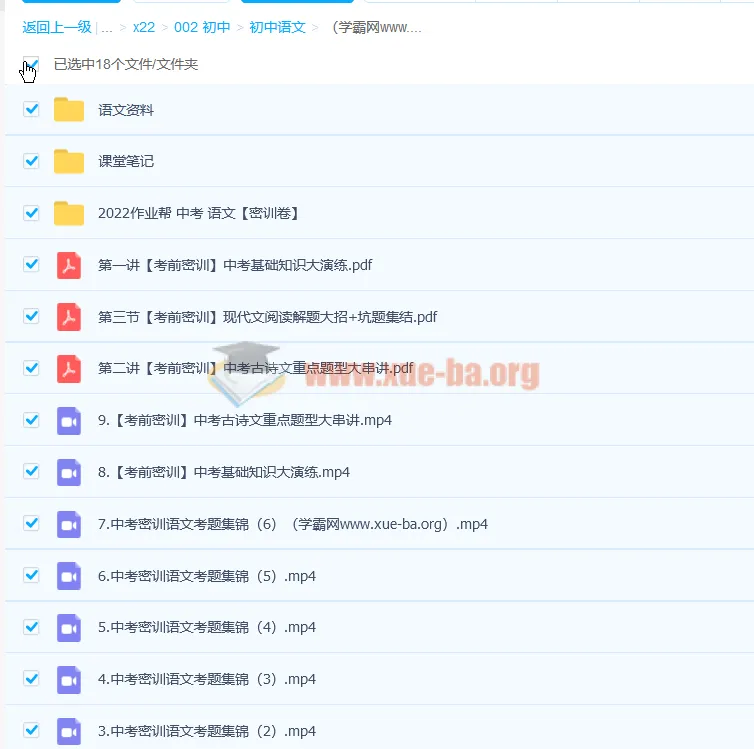 2022初三语文密训班多位名师合讲11讲完整版含笔记资料