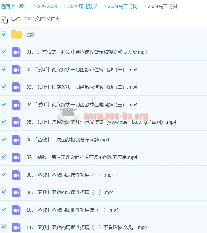 2024高三高考数学 树成林 全程班 系统复习课程