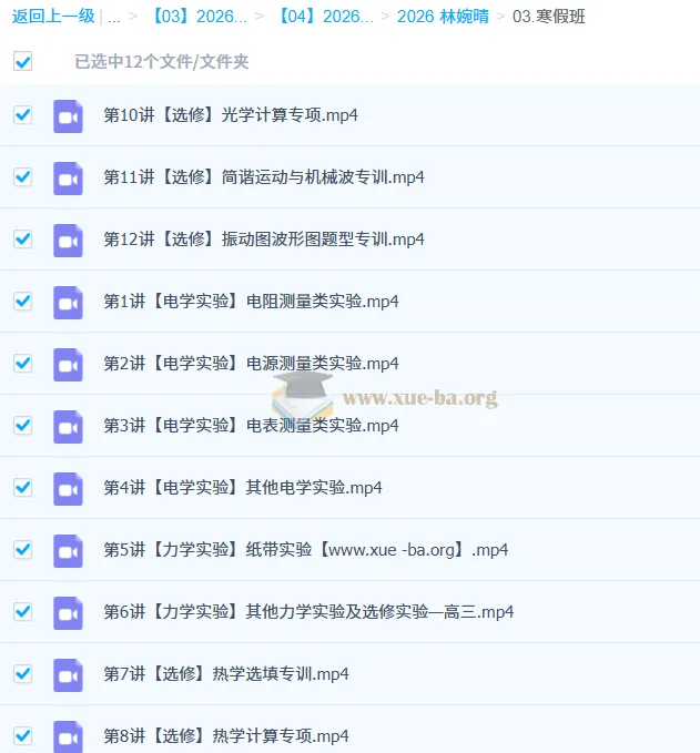 林婉晴2026高三高考物理二轮寒假班精讲