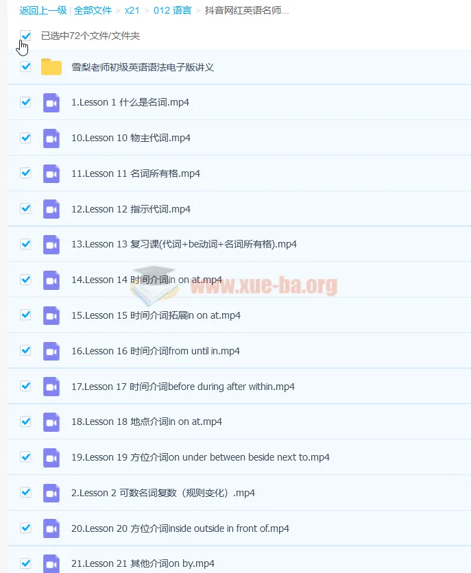 抖音网红英语名师雪梨初级英语语法课71讲(含配套讲义)