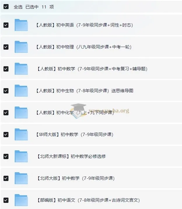 洋葱初中课程合集（325G全科同步+专项突破）
