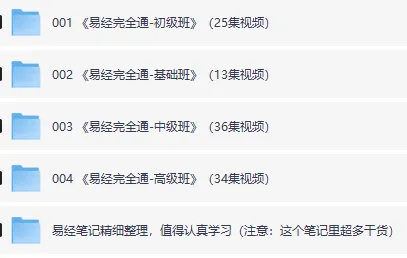 易经完全通四阶系统课：108集视频精讲+配套笔记，从入门到精通