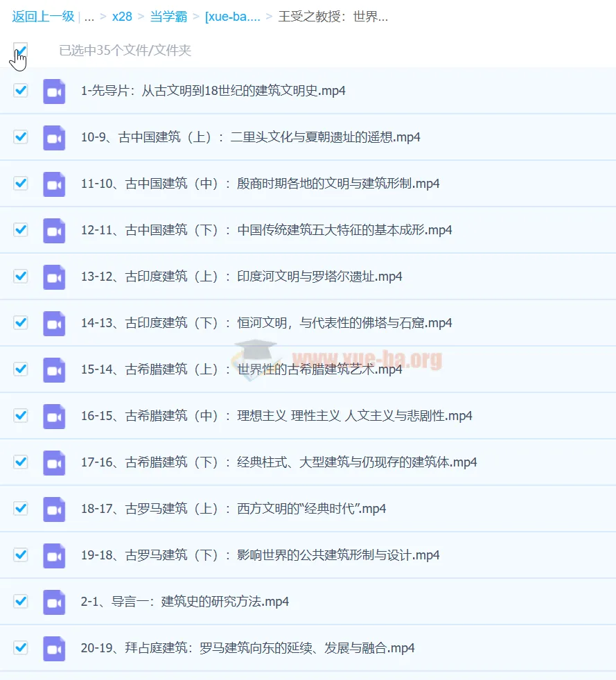 王受之教授：世界建筑文明史（古典篇）完结37集