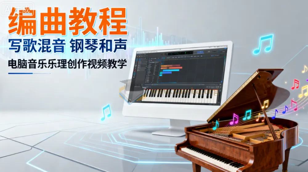 编曲写歌混音实战教程:电脑音乐乐理创作与钢琴和声系统教学