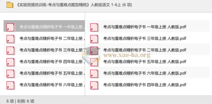 实验班提优训练·考点与重难点题型精梳 人教版语文1-6年级上册电子版
