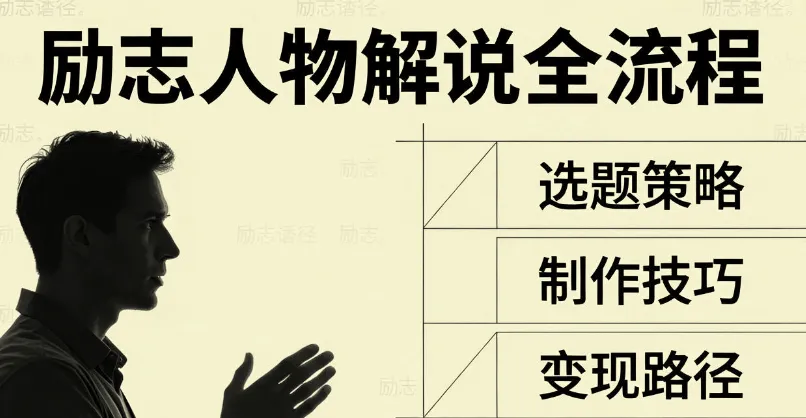 励志人物解说视频教程,选题写作剪辑到变现全流程