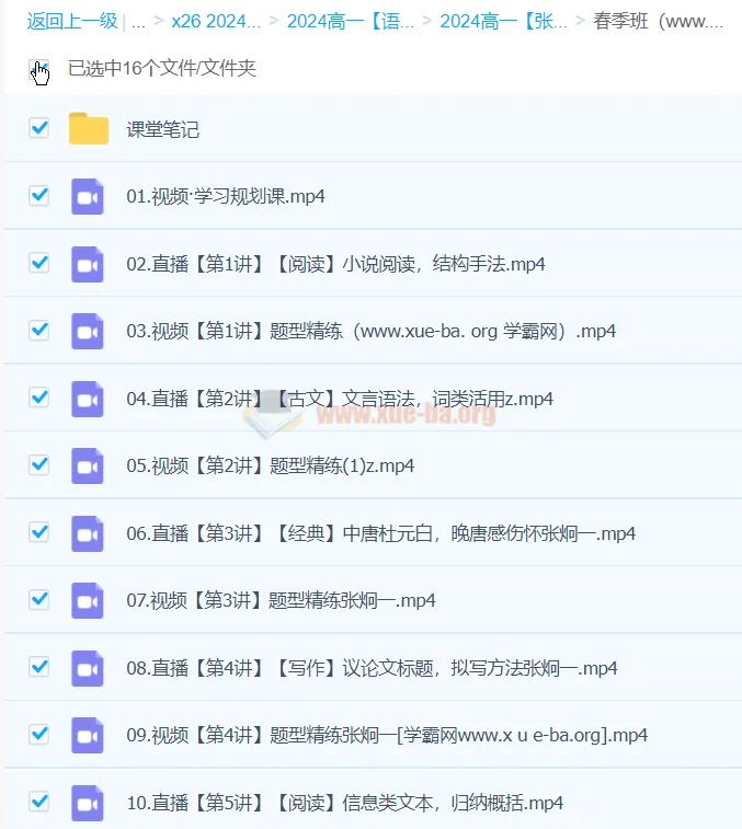 2024高一语文春季班 张炯一主讲 同步课程含课堂笔记