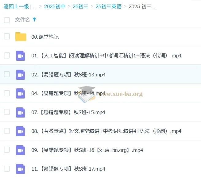2025初三中考英语 王传杨英语 S班秋季课程(秋上+秋下)
