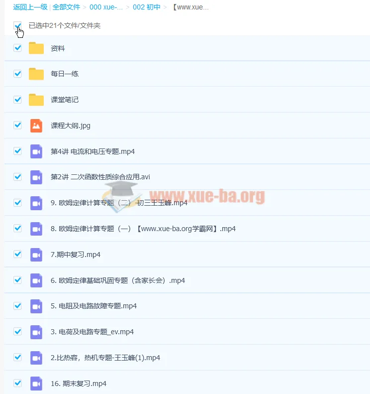 王玉峰初三物理秋季尖端班16讲全收录 含课堂笔记与每日一练
