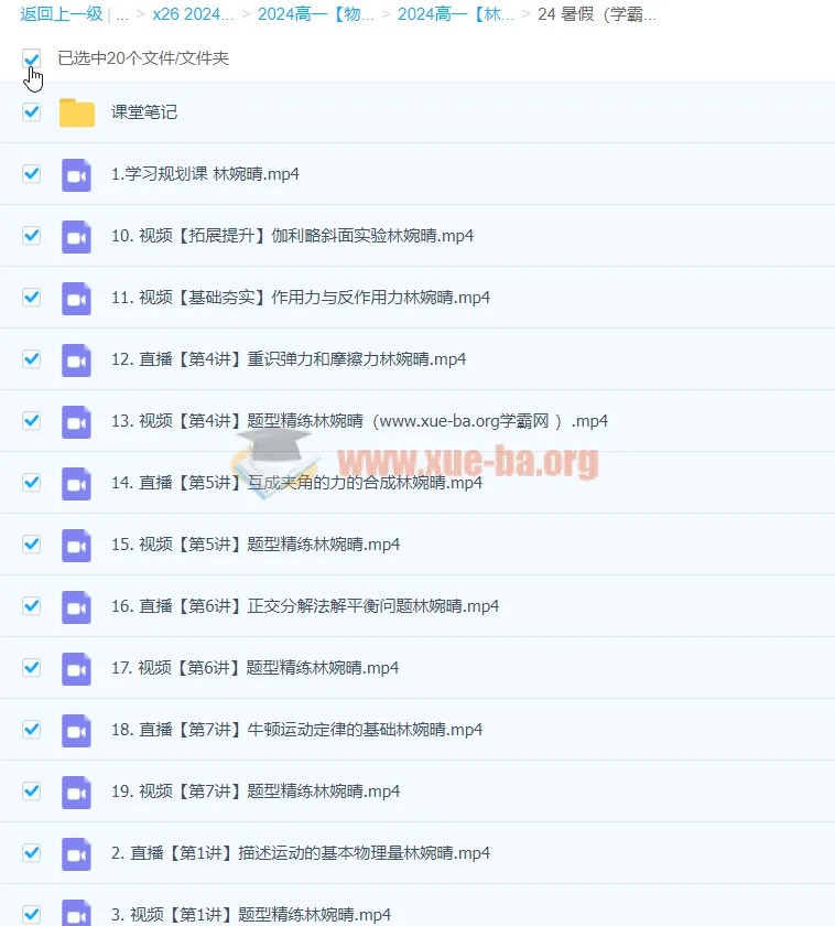 2024高中物理高一林婉晴暑假课程 系统精讲匀变速运动与力学基础