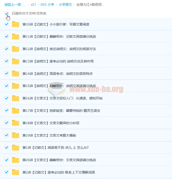 达吾力江陈双百变精灵阅读满分班20讲：记叙文、说明文、文言文全覆盖