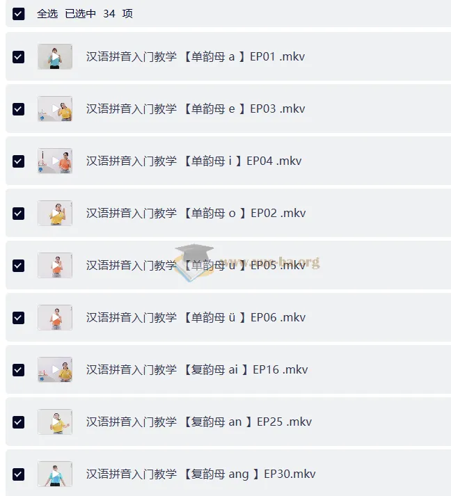 汉语拼音入门教学视频合集,零基础学拼音系统课程
