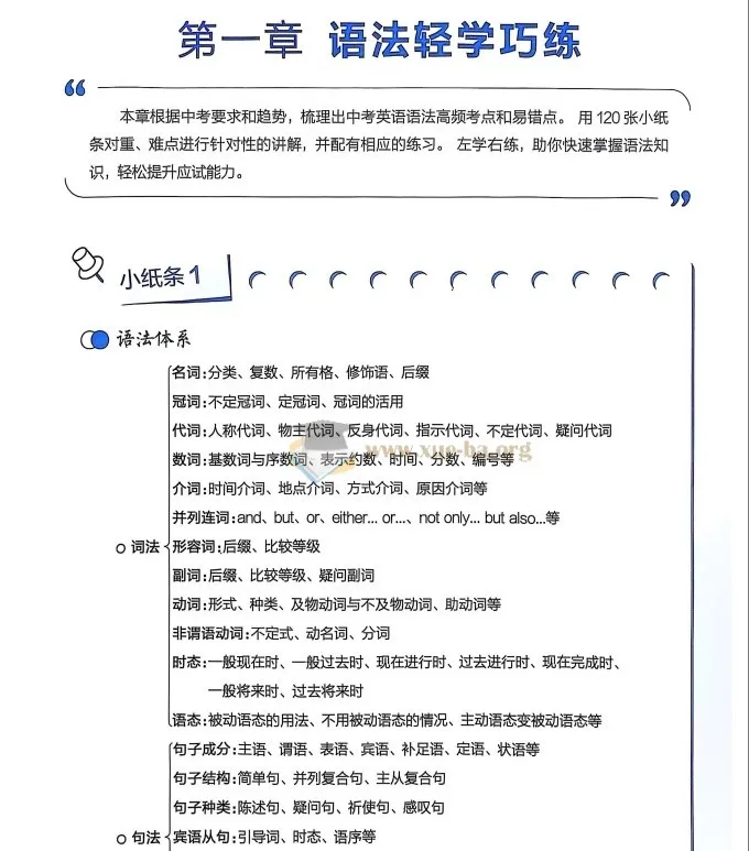 2026版星火英语中考语法120张小纸条 初中英语语法速记手册(含答案册)