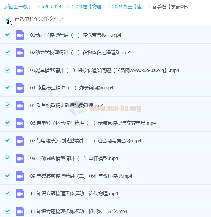 2024高三高考物理 崔春雨 春季班 二轮专题突破课程