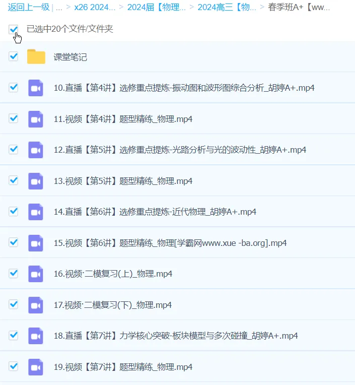 胡婷物理2024高三高考物理二轮A+春季班全阶段复习课程