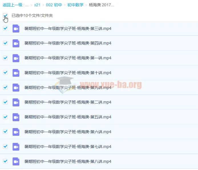 杨海庚初一数学暑假尖子班10讲全收录 初中数学暑期提升课程